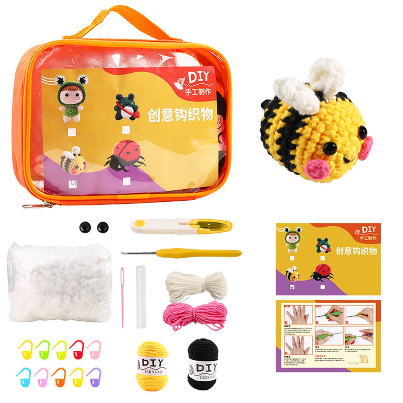 Tfaoys Girls C Wool Rochet Kit For Beginner Hildren Knitting Hooks Needle Hand Knitting Tool Making Ute Woolen Pendant Dolls Toy Kit Rochet Raft