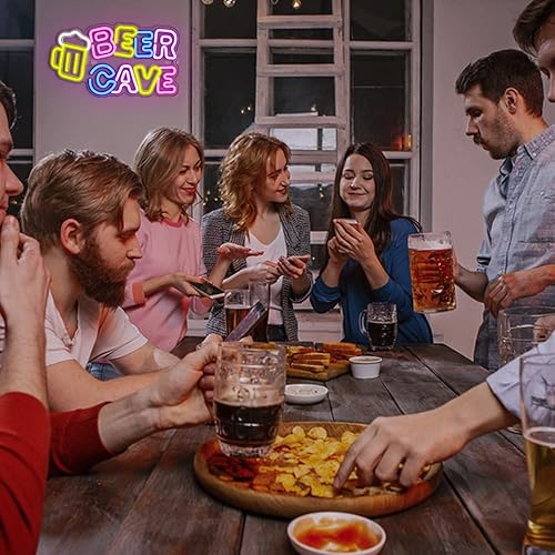 Miniatura 4 de Lucunstar Letrero de neón de cueva de cerveza, letrero de cerveza, letrero de neón para habitación, letreros de neón LED para hombre, cueva, pub,
