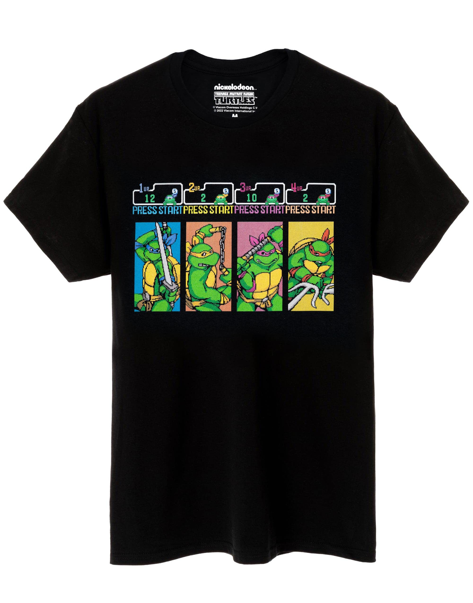 TEENAGE MUTANT NINJA Turtles T-Shirt for Men | Adults TMNT Arcade Video Game Retro Top | Leonardo Michelangelo Donatello Raphael Fighting Reptiles Merchandise