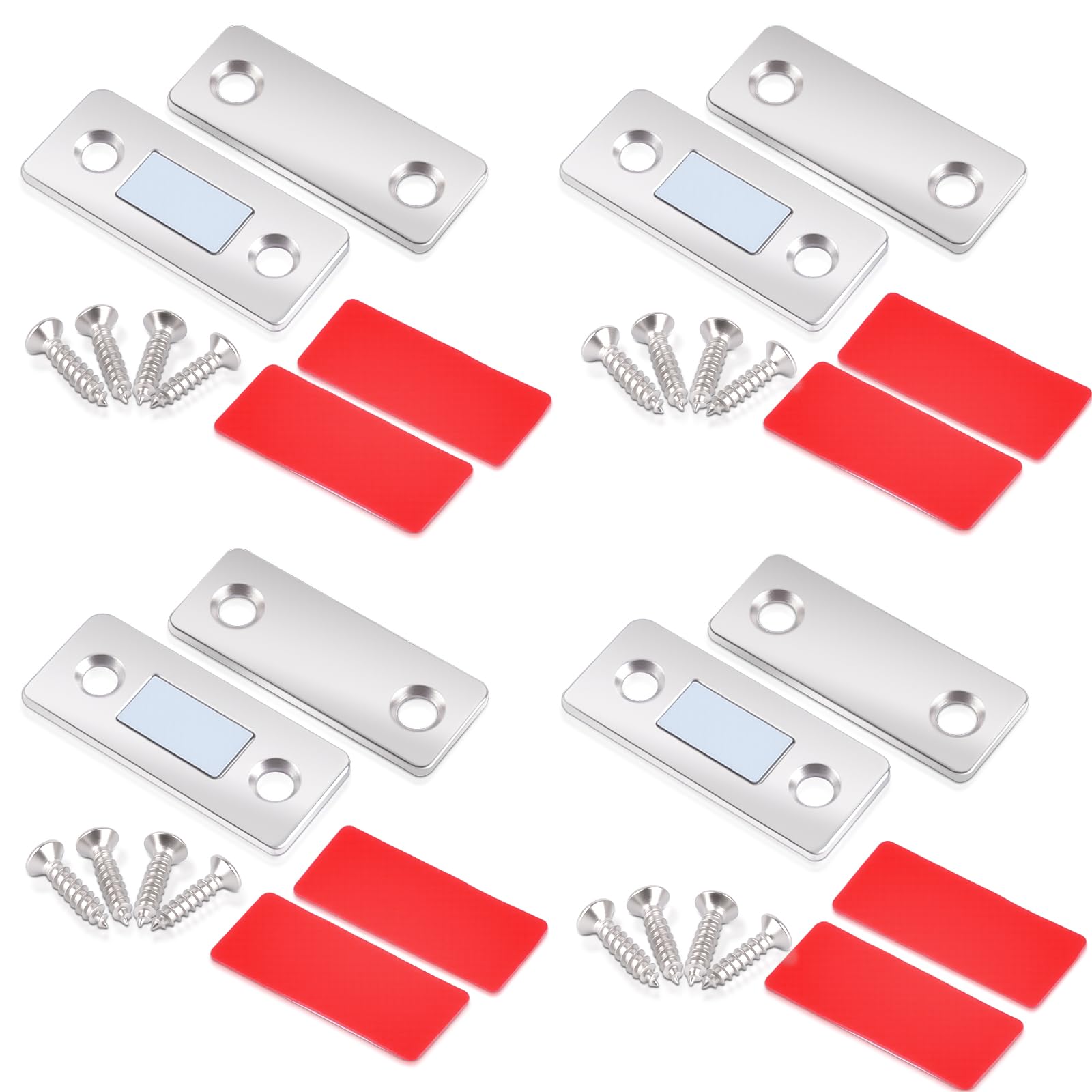 4 Pack Magnetic Door Catch, Ultra Thin Cupboard Magnets Self Adhesive Door Magnets for Cabinets, Magnetic Furniture Closer Drawer Magnet Closure for Wardrobes