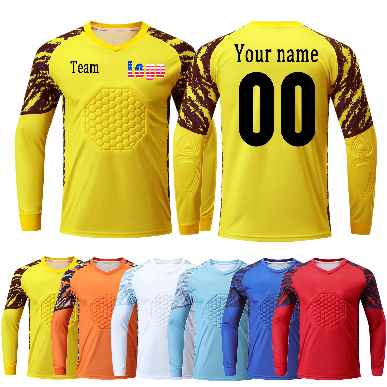Custom Padded Goalie Jersey Soccer Goalie Shirt Personalized Goalkeeper Uniform Goalkeeper Kit for Kids Boys Youth Adults