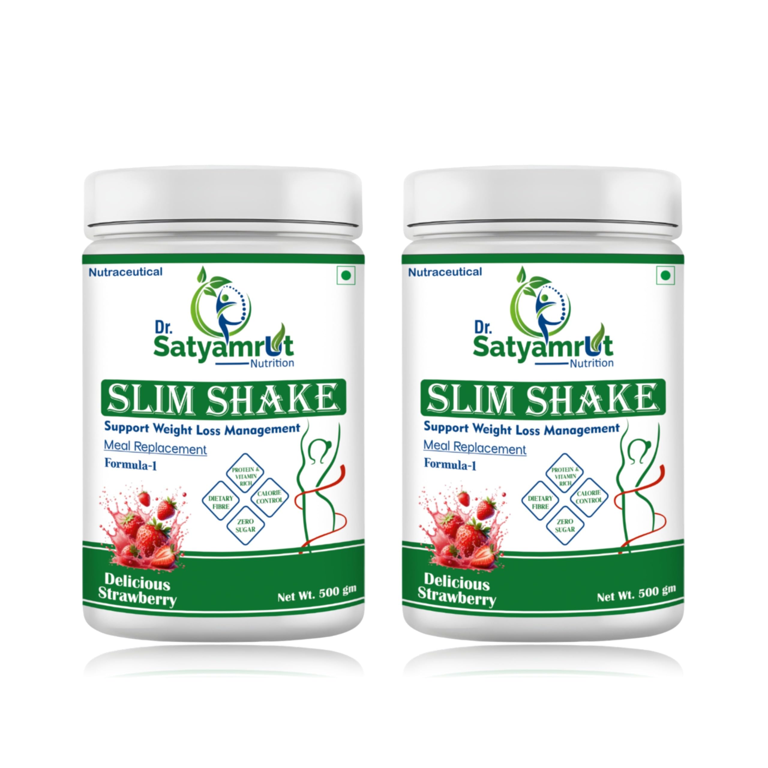 DR SATYAMRUT NUTRITION Slim Shake Formula-1 With Weight Loss & Fitness Support For Meal Replacement | Low Calorie | | No Added Sugar | High Protein | Body Detoxify - Delicious - (STAWBERRY) PACK OF 2-image-39