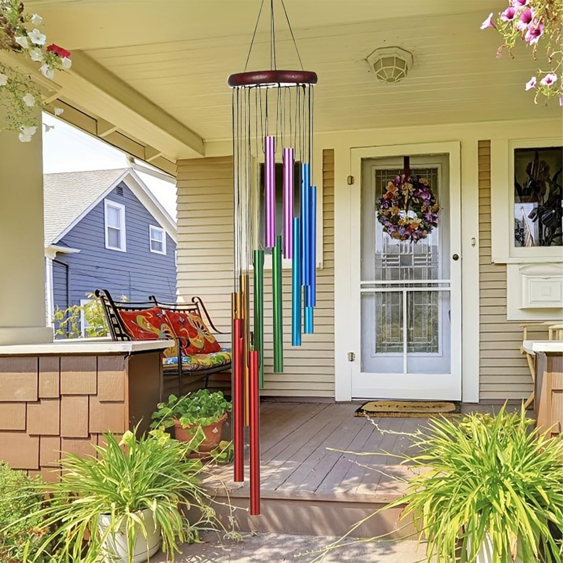 12 Tubi in Alluminio Campane a Vento, Scacciapensieri da Esterno,Campanelli Eolici per Decorazioni Giardino, Sonaglio a Vento Metallo,per Arredo Giardino Cortile