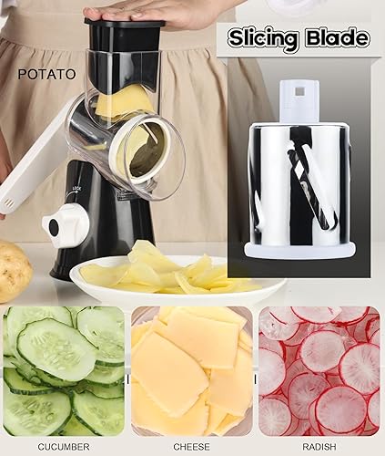 Miniatura 2 de Ourokhome Trituradora rotativa de queso y picadora de alimentos vegetales para verduras, zanahoria, ajo, jengibre, etc. para hacer ensalada,