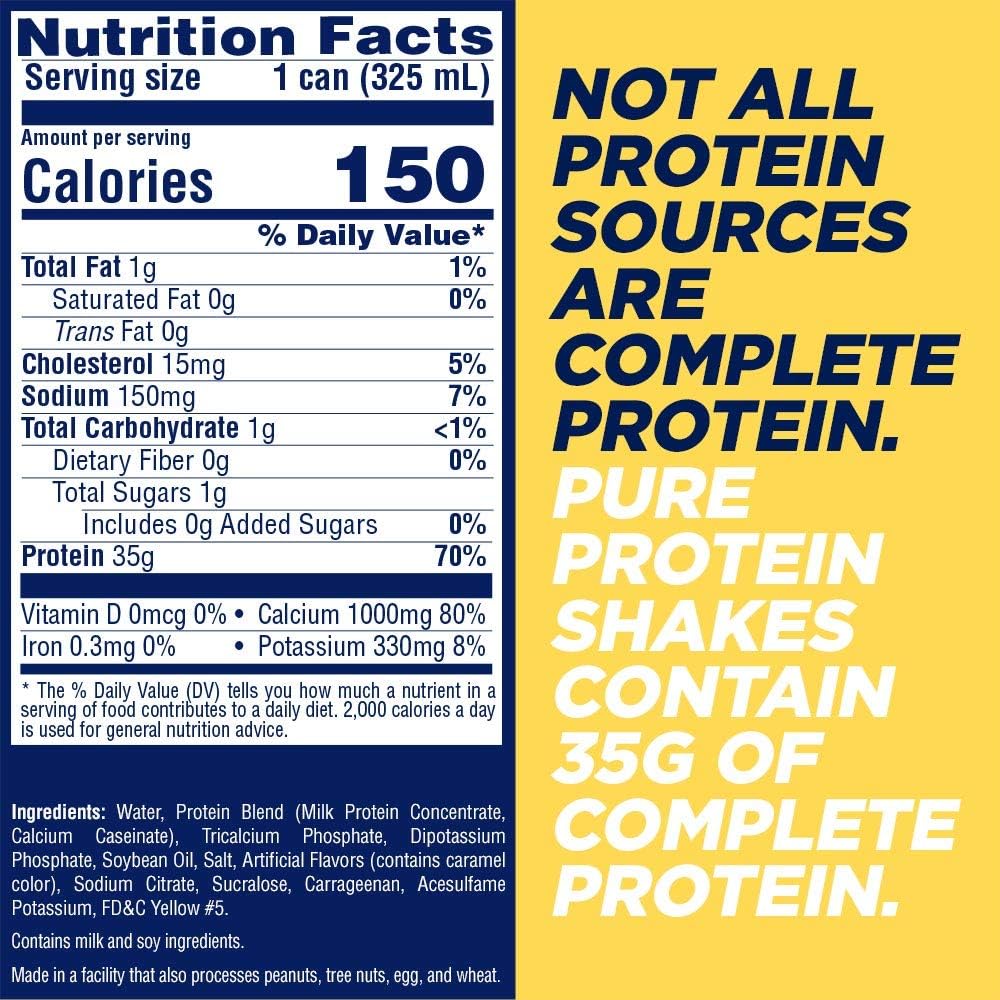 Pure Protein Vanilla Cream Protein Shake | 35g Complete Protein | Ready to Drink and Keto-Friendly | Excellent Source of Calcium | 11oz Cans | 12 Pack : Everything Else