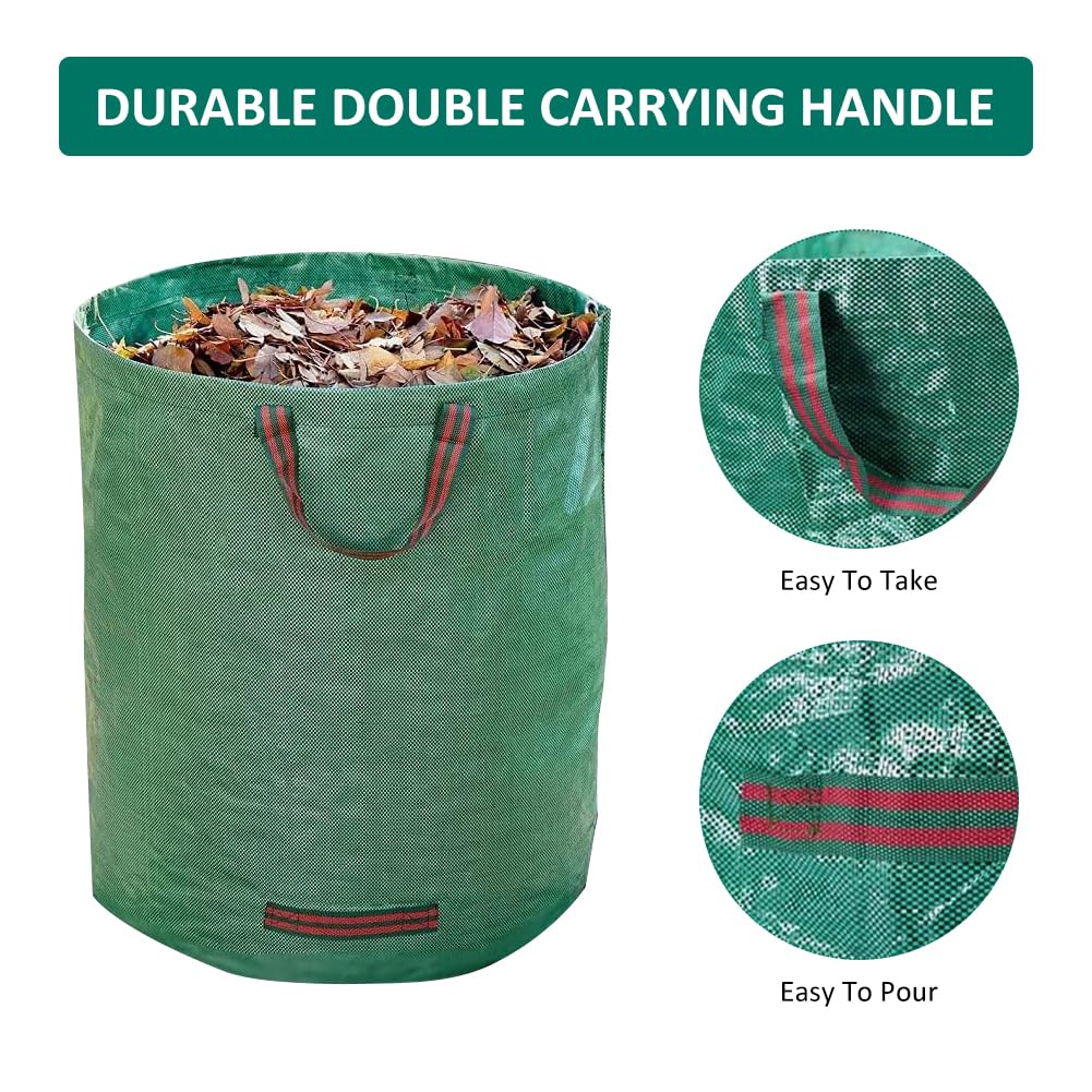Borse Da Giardino Professionali Capienti - Sacchi Per Rifiuti Verdi 60L Pieghevoli E Resistenti