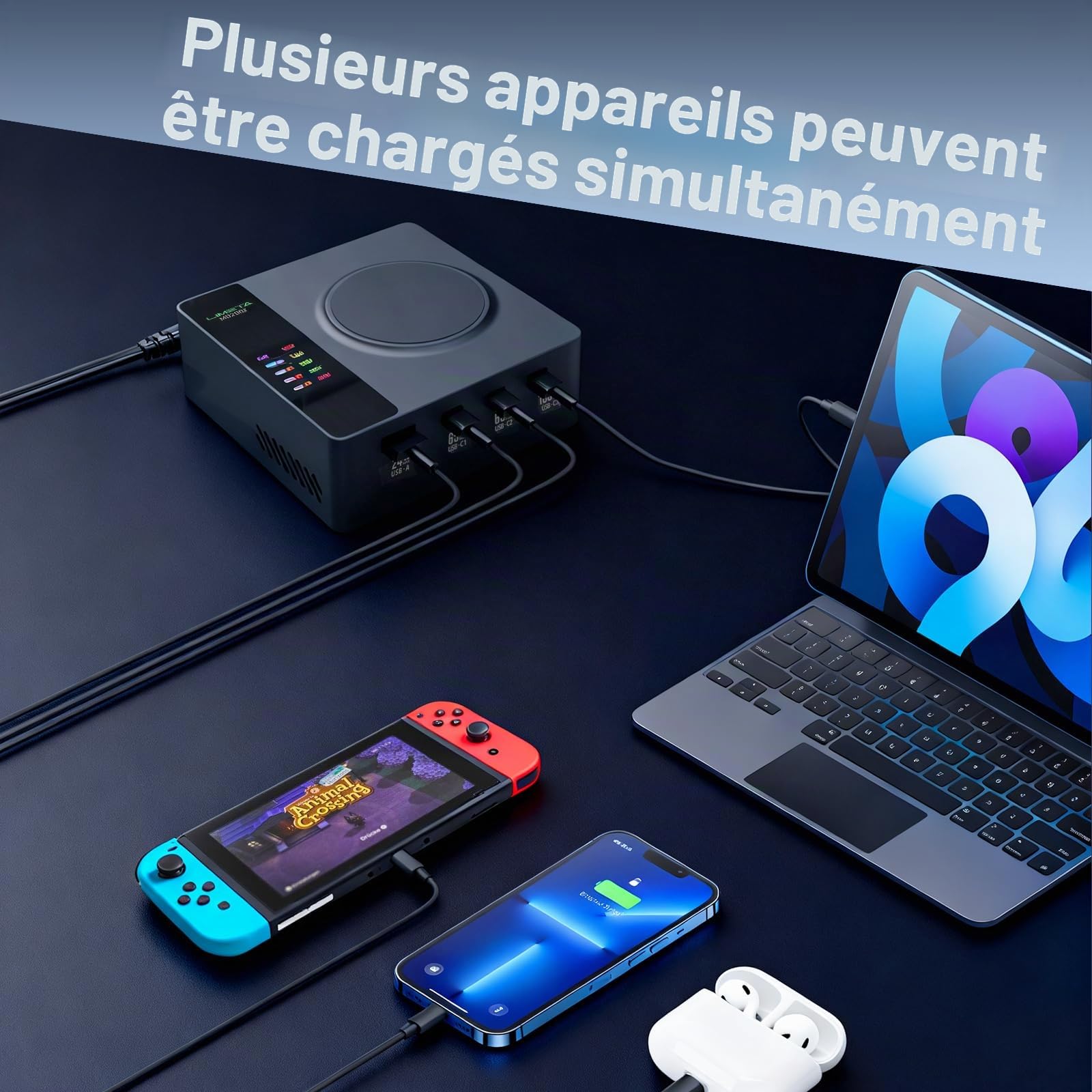 ISDT Power 200 Series Chargeur USB C, 200 W, pour téléphone Portable, avec 4 Ports USB + 1, Connexion par Application, écran LCD PD 3.1, Chargeur Rapide Compatible avec téléphone, iPad, MacBook, etc.