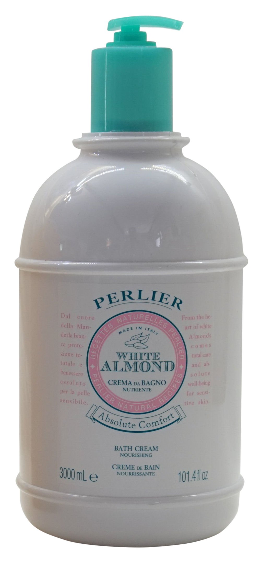Perlier White Almond Nourishing Bath Cream Measuring Cap 101 4 Fluid Ounces 3000mL Convenience Bottle Italian Import