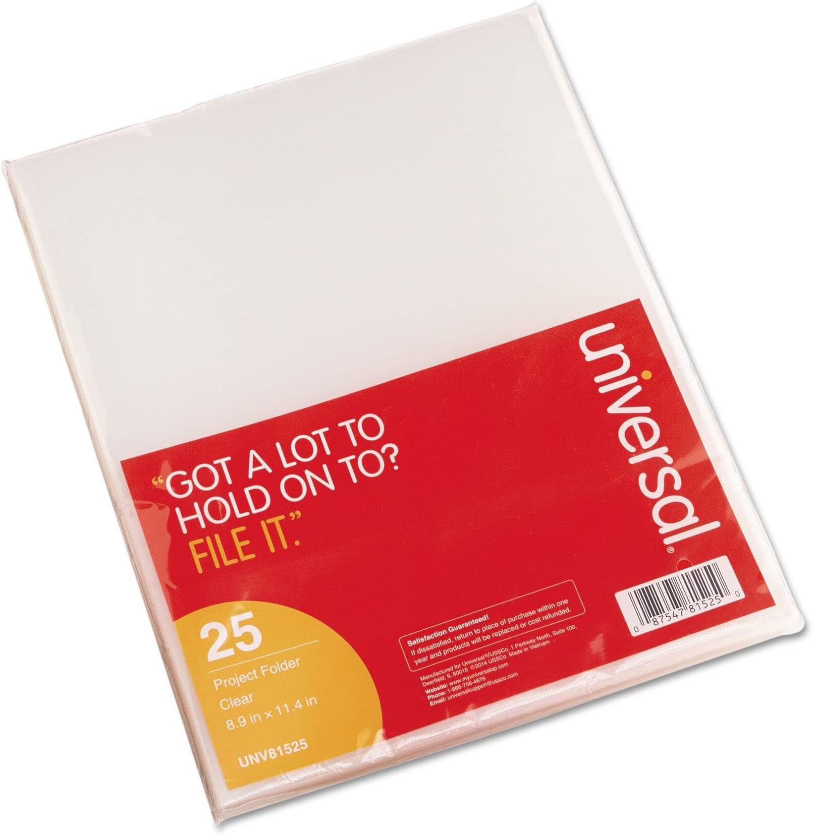 Universal 81525 Project Folders, Jacket, Poly, Letter, Clear (Pack of 25)