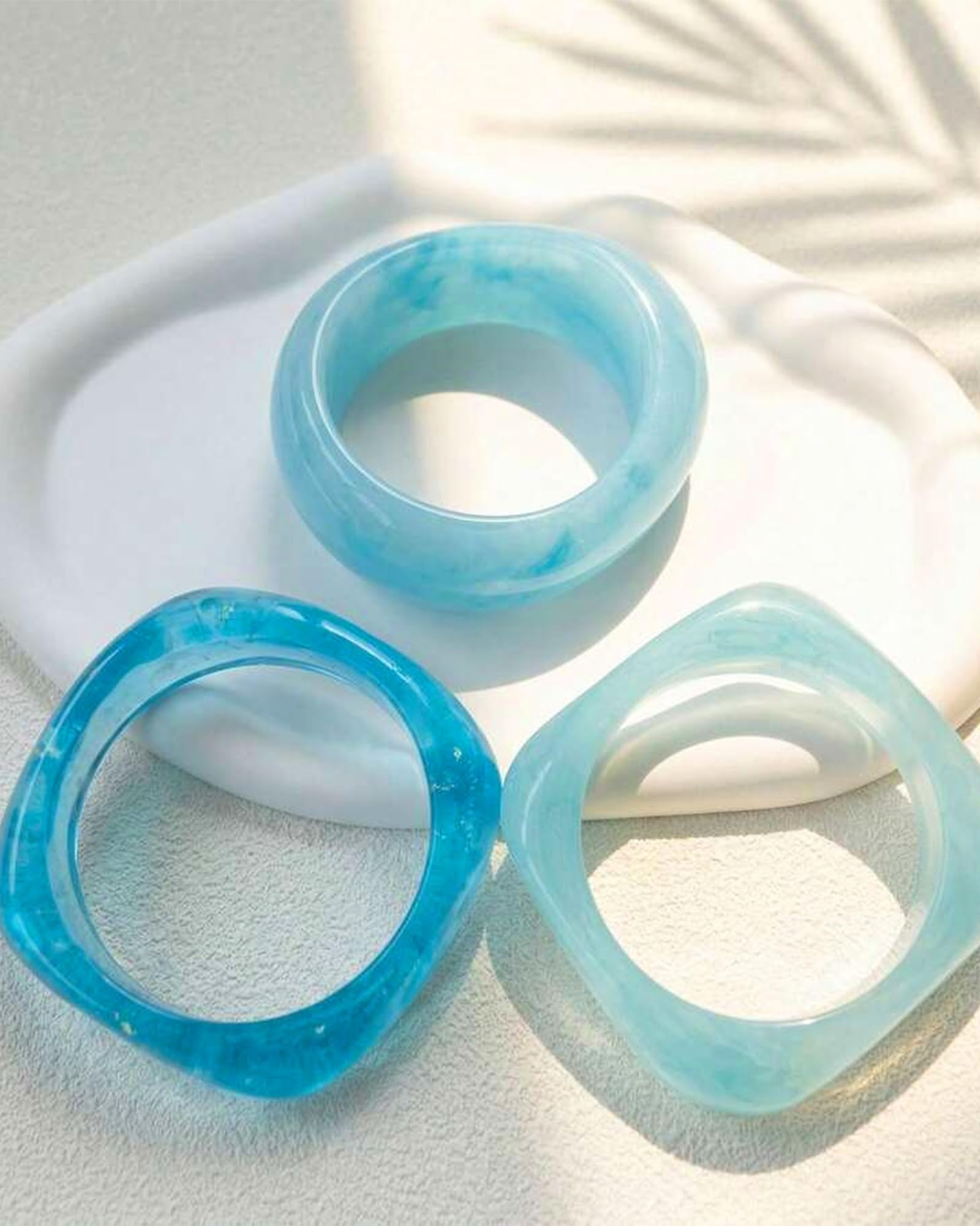 ÌF ME Acrylic Bangles Bohemian Bracelets for Women, Maillard Vintage Acrylic Resin Chunky Bangles Bracelets Fashions Thick Statement bangle Set view 5