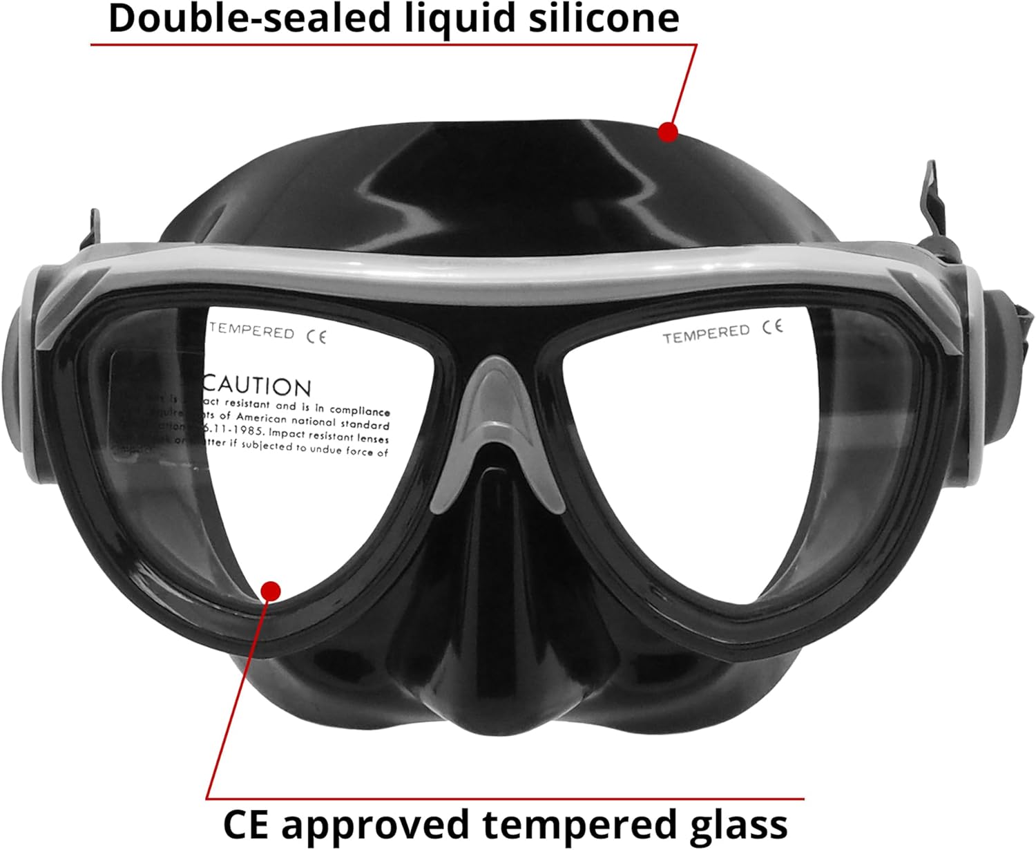 Aviator Diving Mask - Tempered Glass, Anti-Leak Silicone Skirt - Scuba Dive, Freediving, Spearfishing, Snorkel Mask for Adults