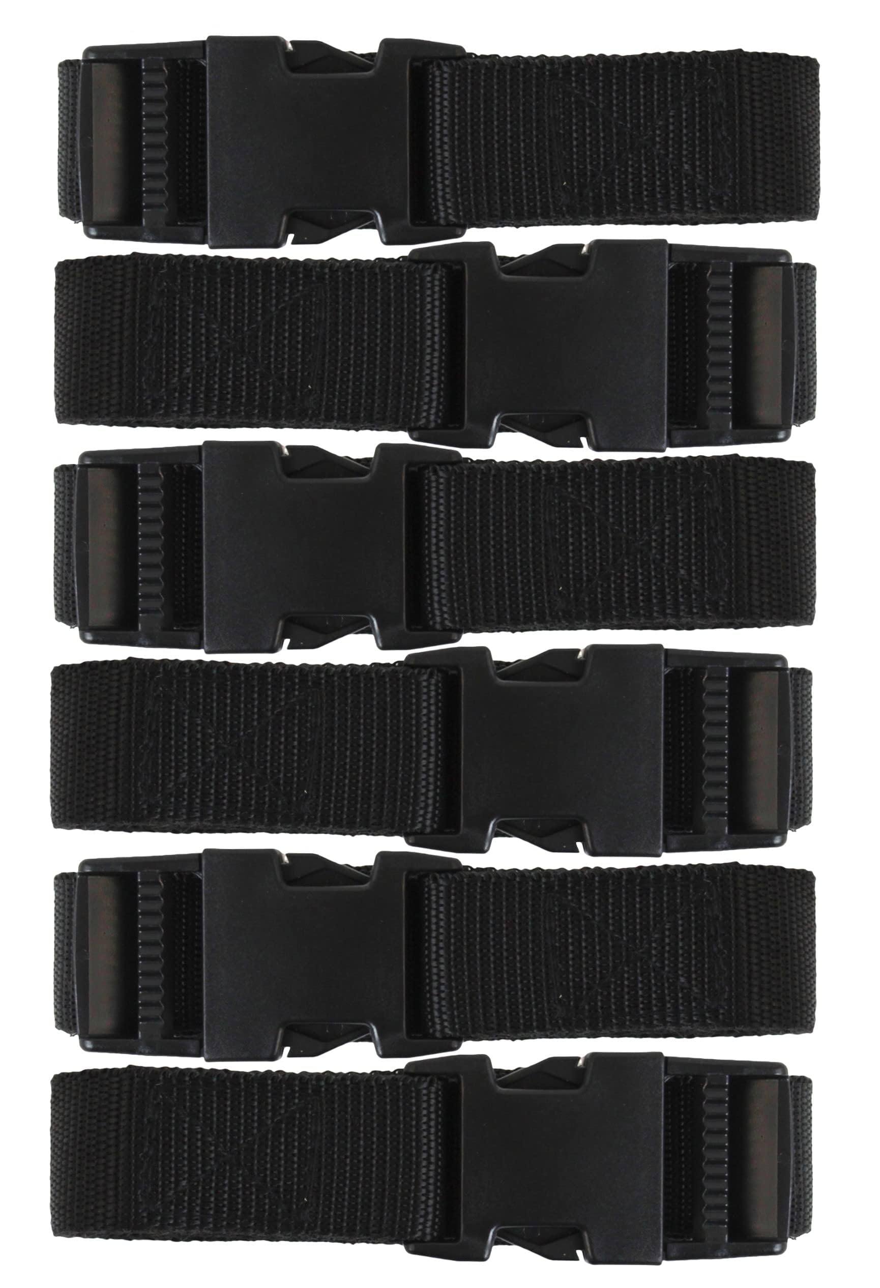 Utility Strap with Quick-Release Buckle, Black, 72-Inch, 6-Pack