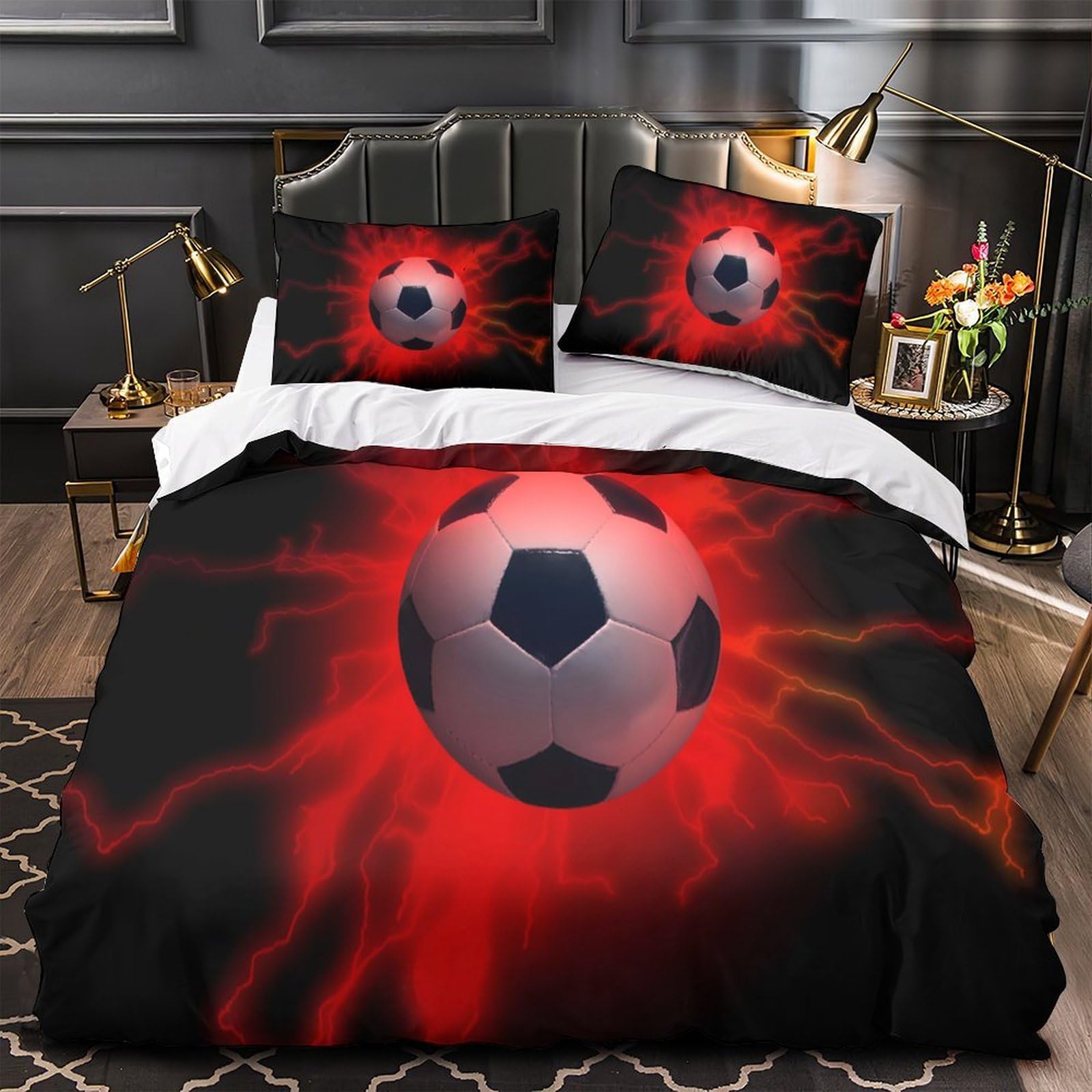 Housse de couette football 140x200 parure lit simple microfibre