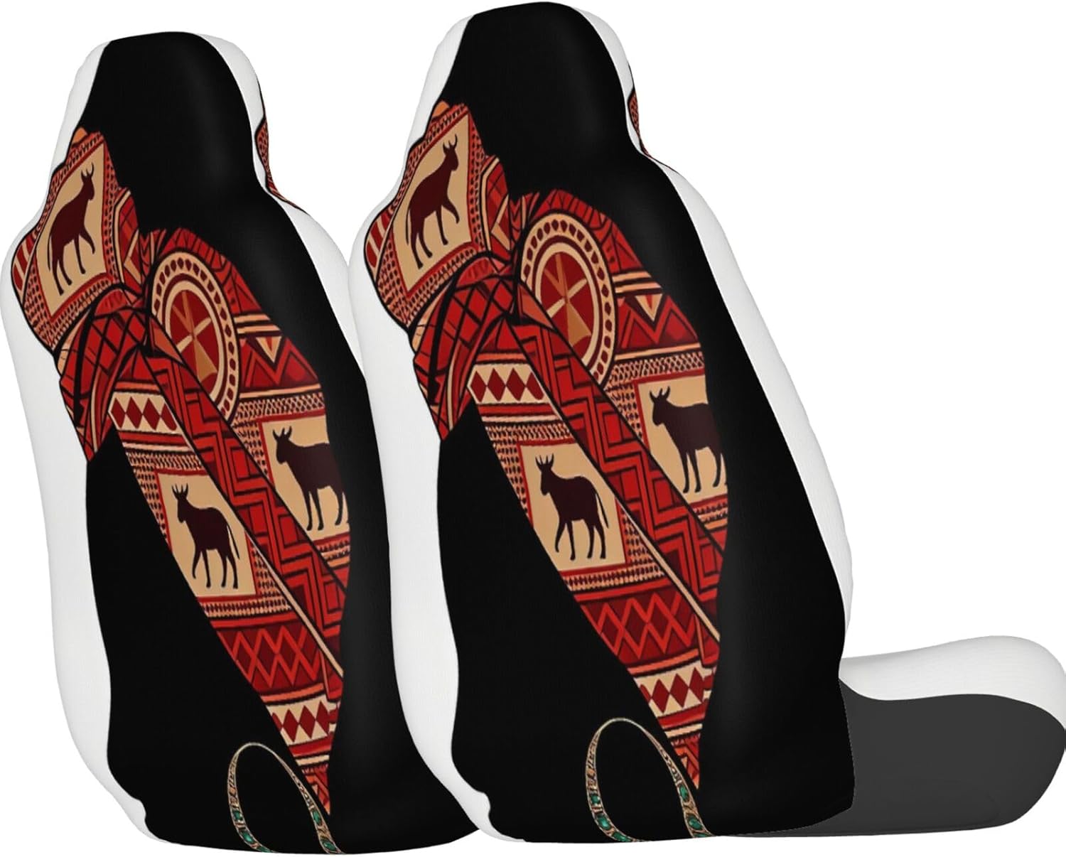 Headwrap African Afro Woman 2 Pcs Car Seat Covers Set Vehicle Front Seat Protector Auto Interior Accessories Protetors Car Mat Covers Universal fit Most Car SUV Van Truck