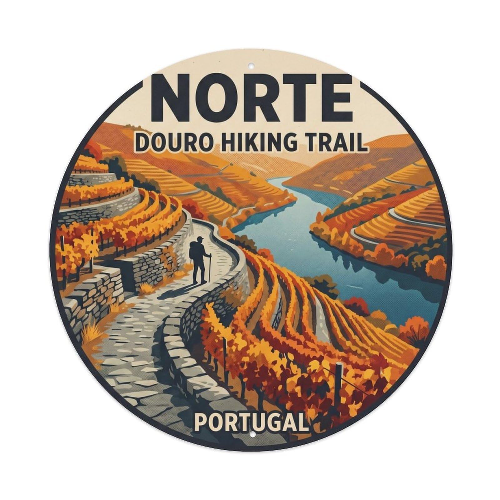 Olhnbad 08X08inch Style Classic Portugal Norte River Cultural Travel Art Metal Tin Sign
