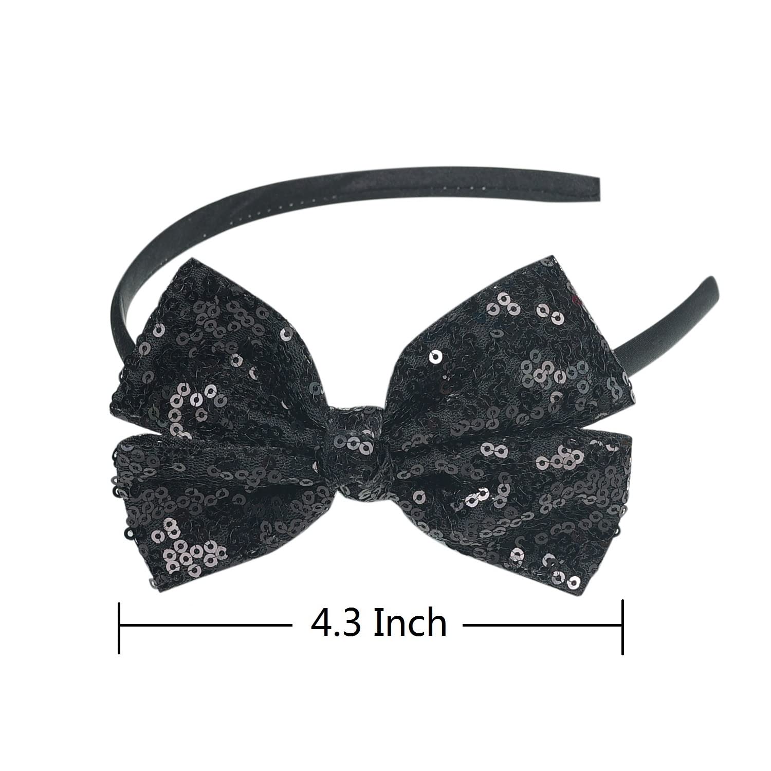 Black Sequin Bow Headband Black Chunky Glitter Bow Headband | Hair Clip – Sweet Pea  main image 3
