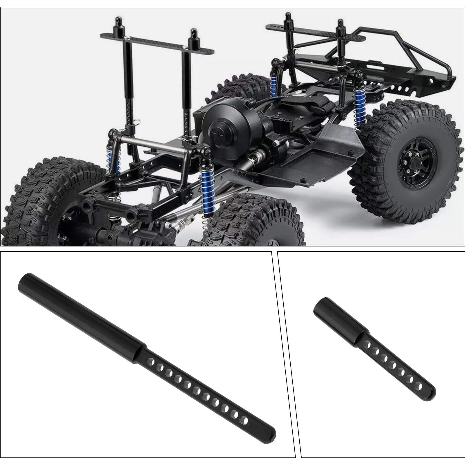 Soportes De Poste Delantero Y Trasero De Metal Para Coche RC AXIAL 1/10 SCX10 90046 90047 – Kit De 26 Accesorios En Negro – Repuesto Resistente Y Fácil De Instalar