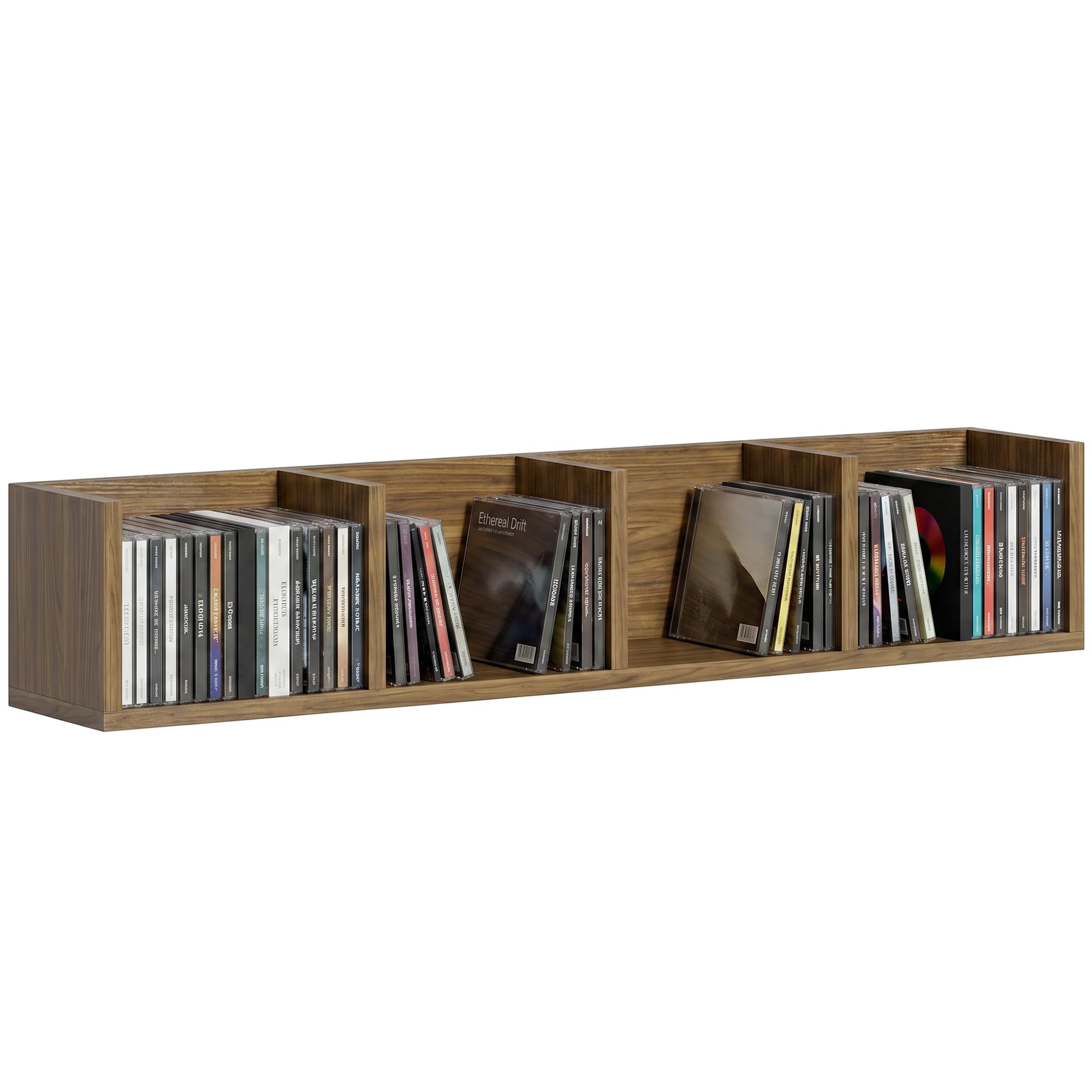 Homcom Wooden Wall-Mounted Storage Media Display Shelf Center Rack, Walnut 5063603286450