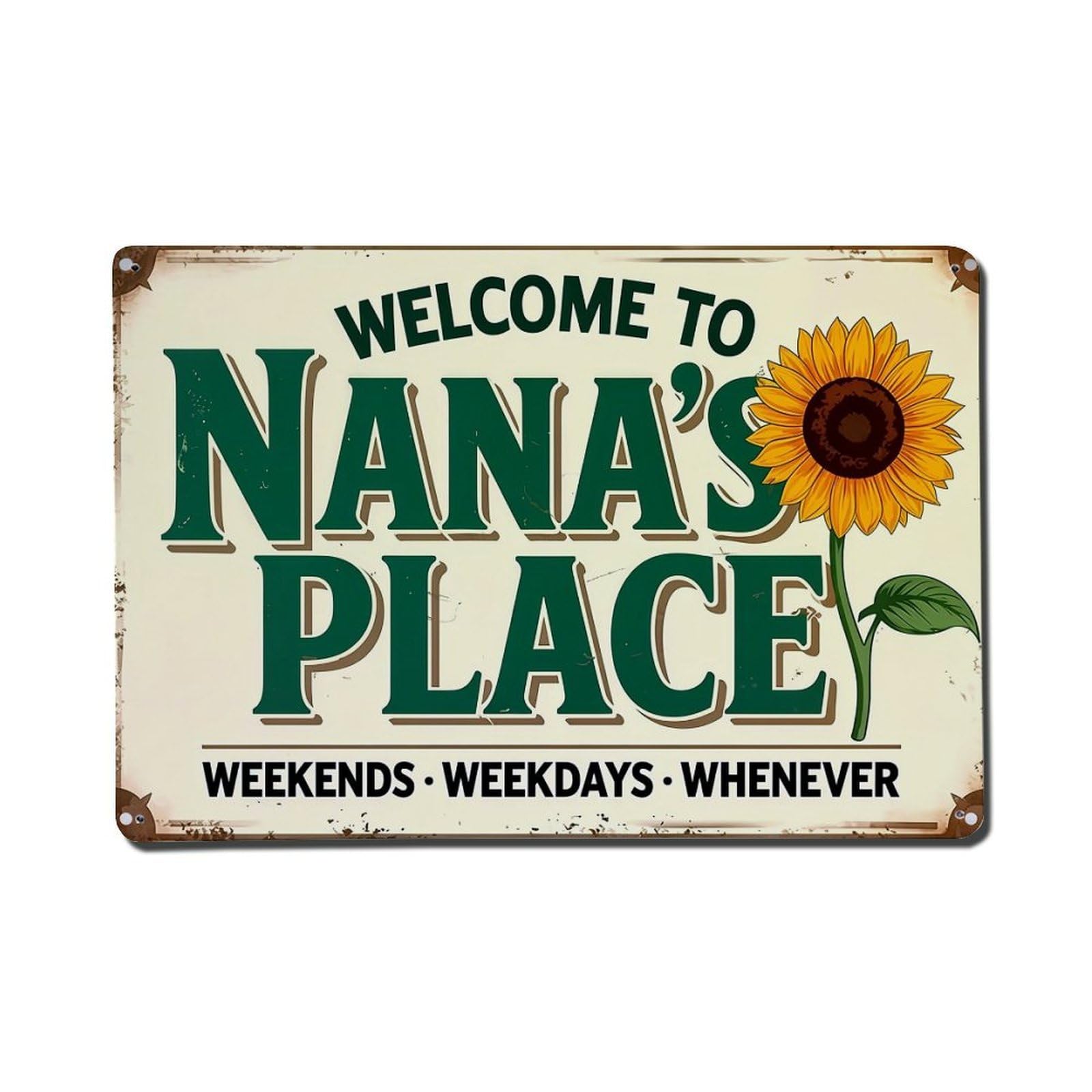 Jdfenggu Vintage Welcome To Nanas Place Sign_1 Retro Metal Tin Sign, Metal Poster For Bar, Home, Man Cave, Kitchen, Laundry Room Art Decor 8X12 Inch