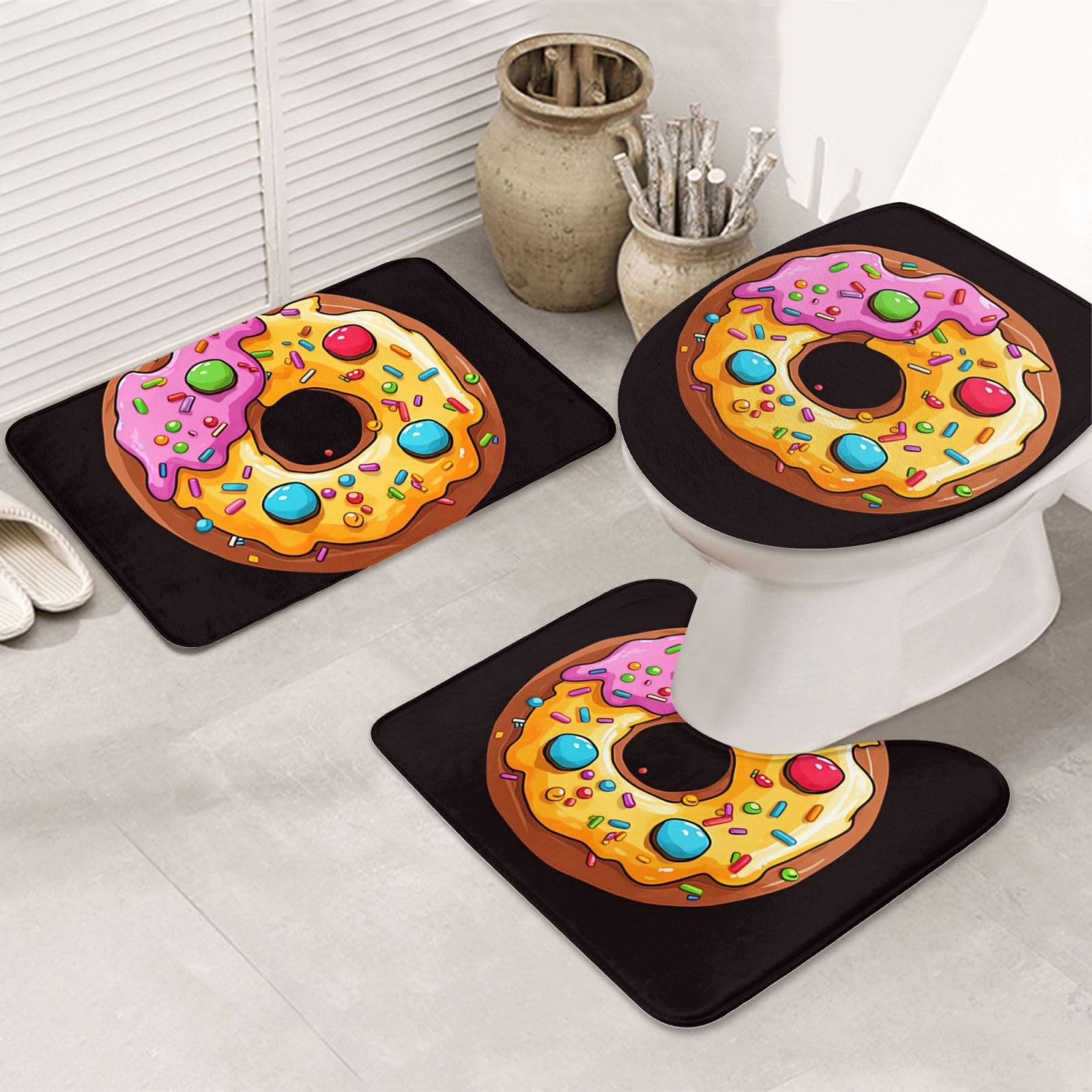 Tapis de bain en microfibre lavable avec tapis contour et WC