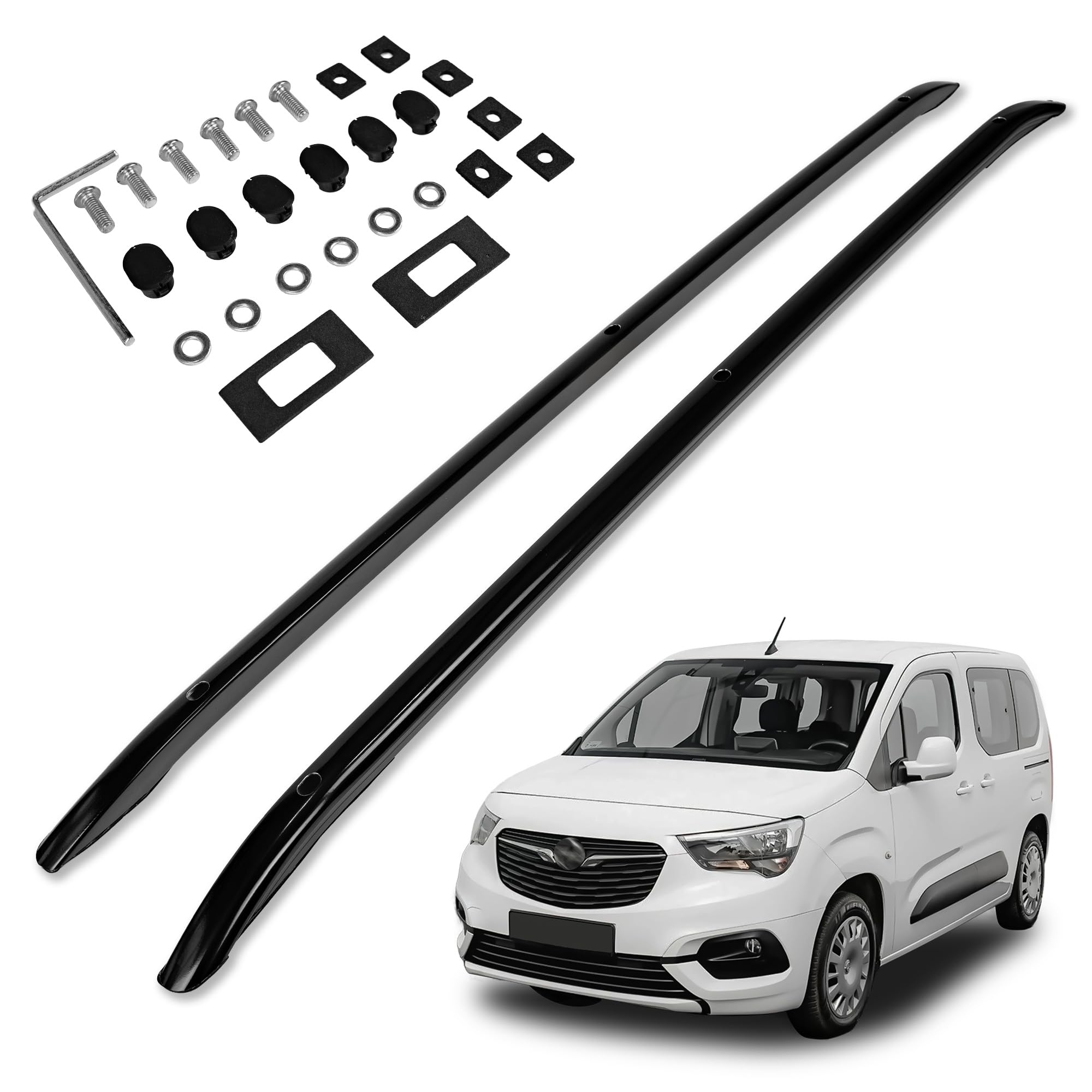 CHROMEMASTER | Barras De Techo Integradas Compatibles con Opel Combo L1 Standard Corto 2018+; Instale En Las Barras De Techo Un Portaequipajes, Un Cofre De Techo O Una Cesta De Techo | Aluminio
