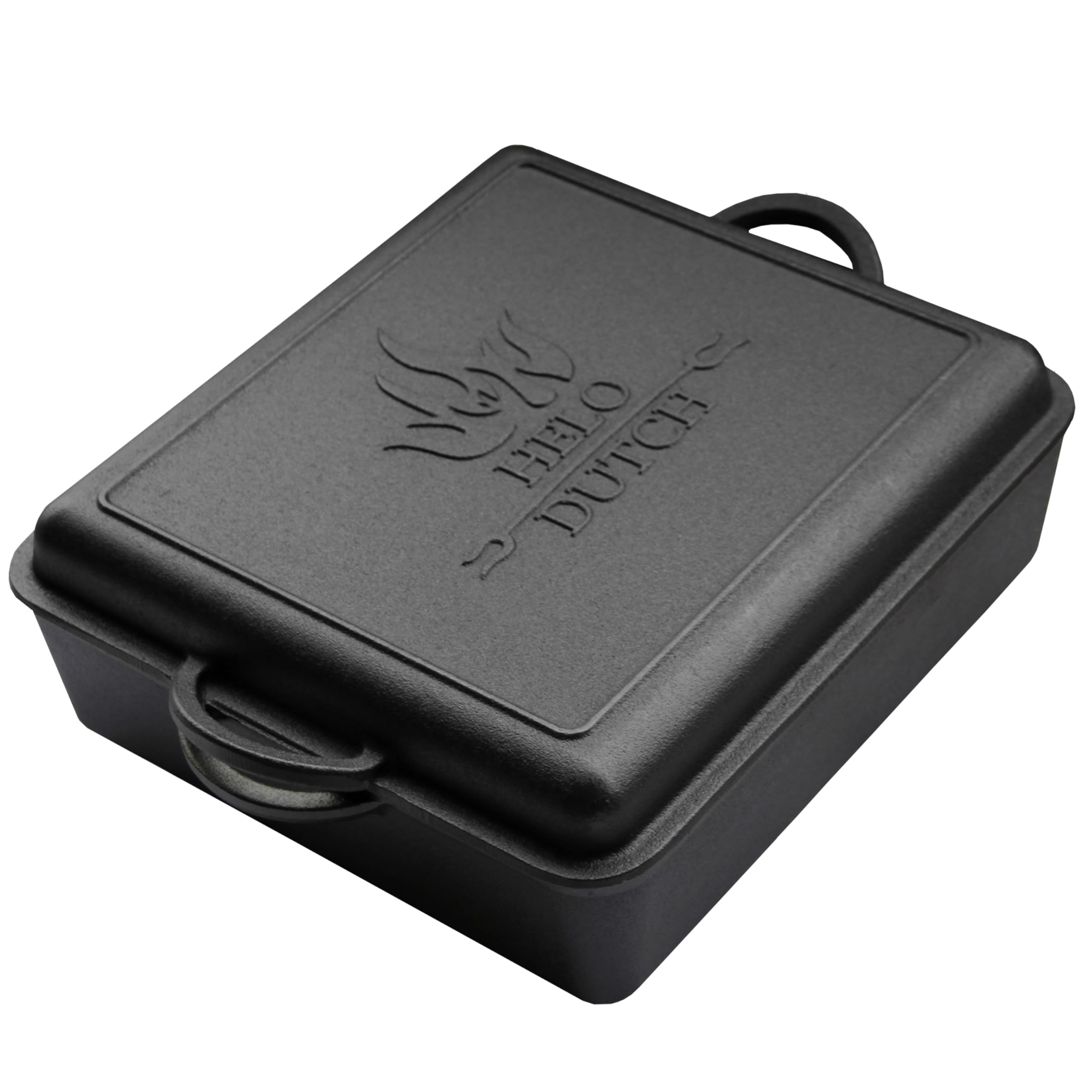 Dutch Oven Set Gusseisen 1,8L-13,6L – Feuertopf mit Deckelheber, Schmortopf mit & ohne Füße, Schlitz für Themormeter, inkl. Kochbuch – Perfekt für BBQ Indoor & Outdoor (ohne Füße, 12L - E1)