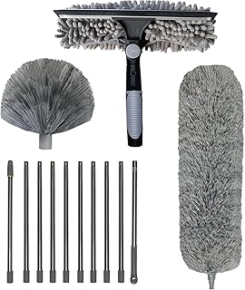 Ceiling Duster, Long Handle Spider Web Cleaner, Extendable Long Handle Microfiber Dusting Brush, Telescopic Dust Remover T...
