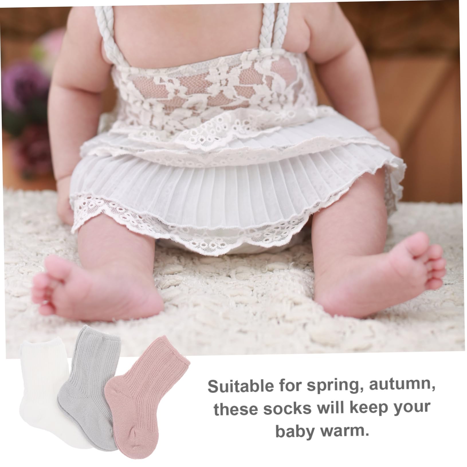 COOLHIYA School Socks Baby Socks 3 Pairs Breathable Warm Comfortable Newborn Winter Socks for Boys and Girls