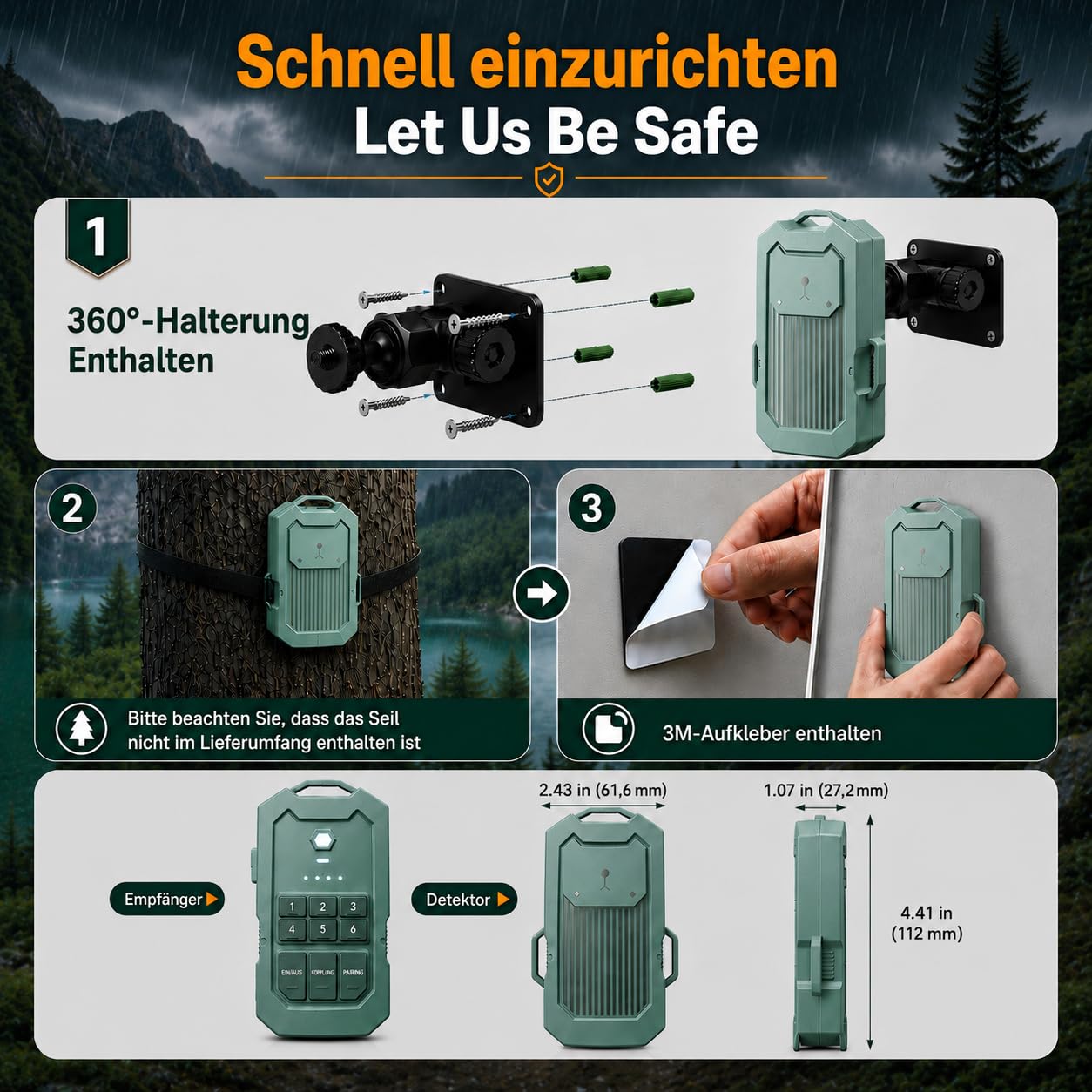 LETWESAF Camping-Perimeter-Alarm Erweiterungssensor, 24GHz Radar-Bewegungsmelder, zusätzlicher Outdoor-Detektor für Einfahrt, Bauernhof, Wohnmobil, IP66 wetterfest, nur Sensor, Empfänger erforderlich