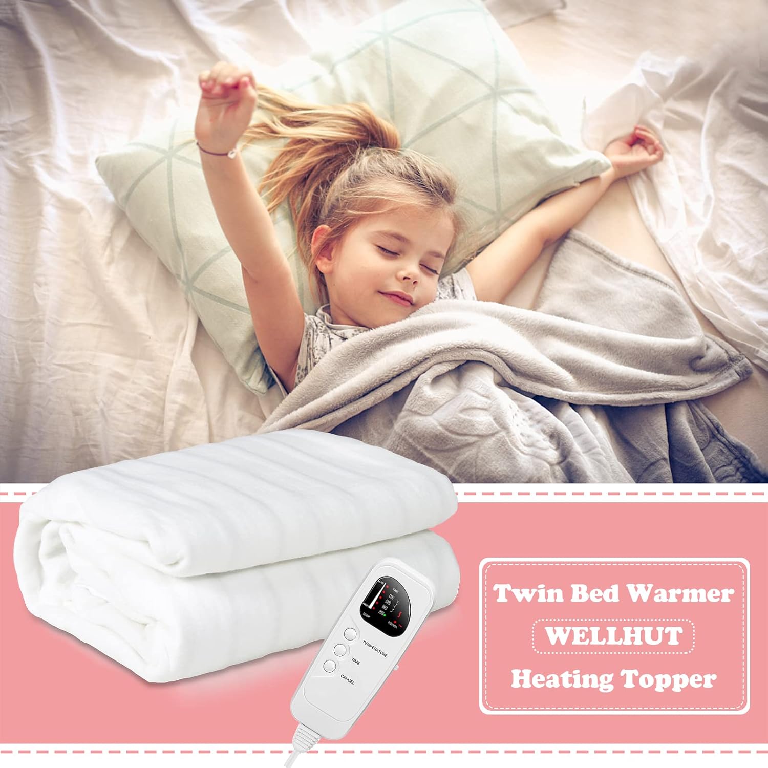 WELLHUT Heating Massage Table Warmer, 75x36in Heated Mattress Pad w/ 5 Heat Levels, 8 Timer Settings, UL Certified Electric Twin Bed Heating pad, Spa Massage Bed Warmers, Machine Washable : Beauty & Personal Care