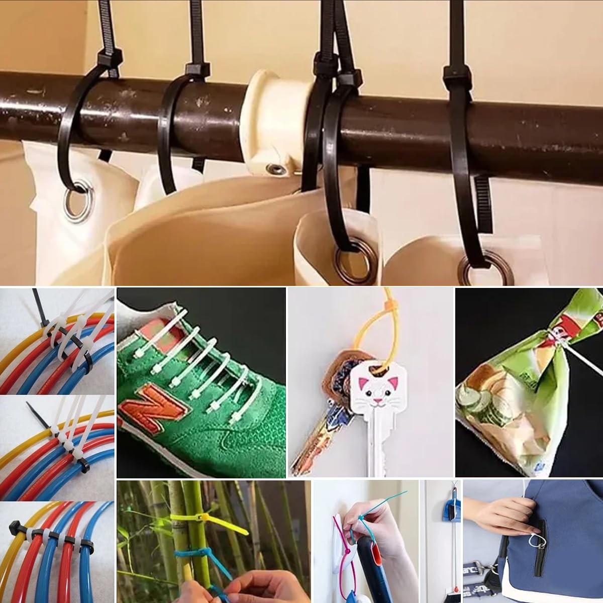 500PCS Zip Ties 4 inch, Durable Small Zip Ties with 18 lb Tensile Strength, Self-Locking Black Zip Ties for PC,Electronic,Wire Cable Ties - 3