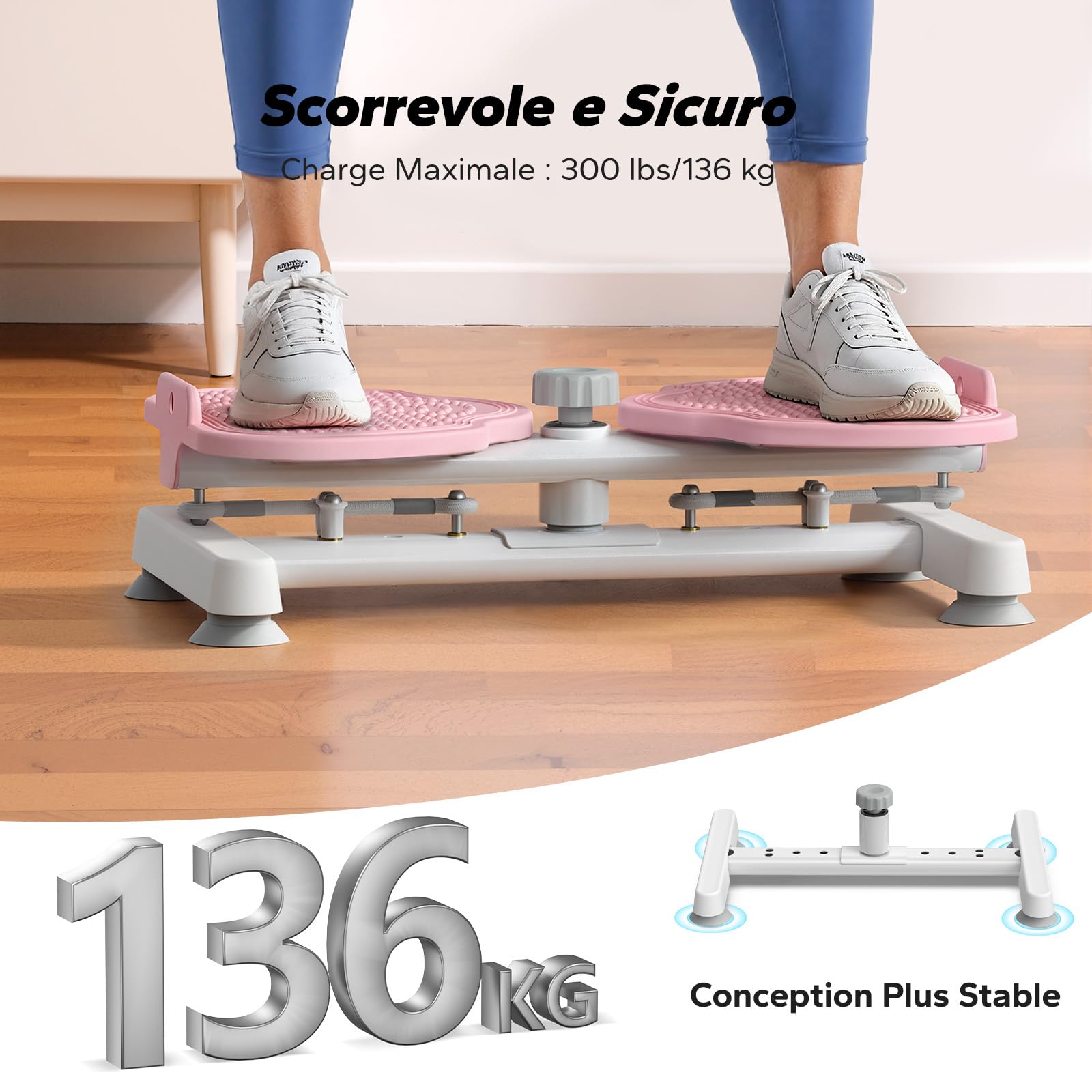 MERACH Twist Waist Disc Board per le Donne, Waist Whisper con 2 Fasce Elastiche, Pedana Rotante Dimagrante per Allenare Core e Fianchi, 136KG Max per Fitness & Ginnastica
