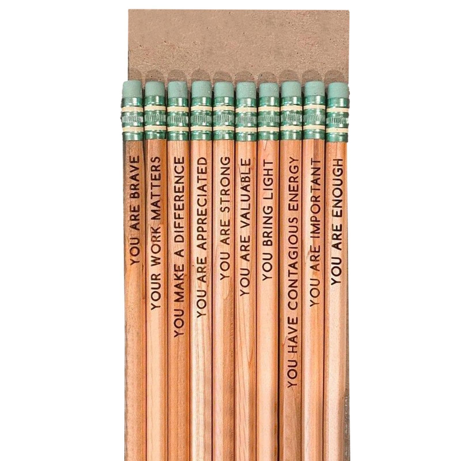 Kasmole Motivational Pencils | 10 Inspirational Wood Pencils with Inspiring Words Sayings - For Students, Classrooms, Favors