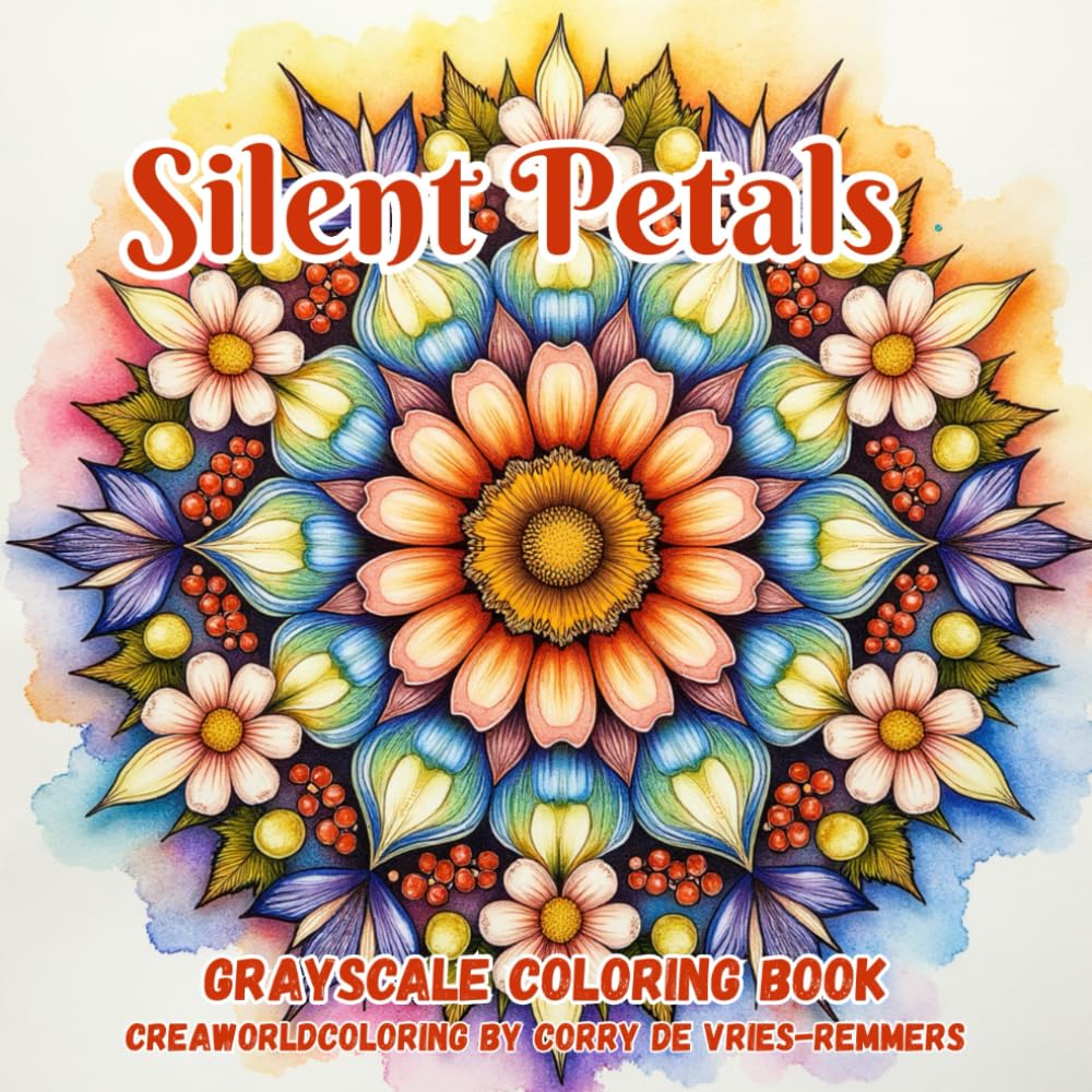 Silent Petals: A Grayscale Coloring Book with Floral Mandalas for Relaxation