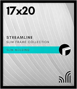 Americanflat 17x20 Picture Frame with Polished Plexiglass - Streamline Collection - Thin Border Picture Frame for Wall Display - Hanging Hardware Included - Black