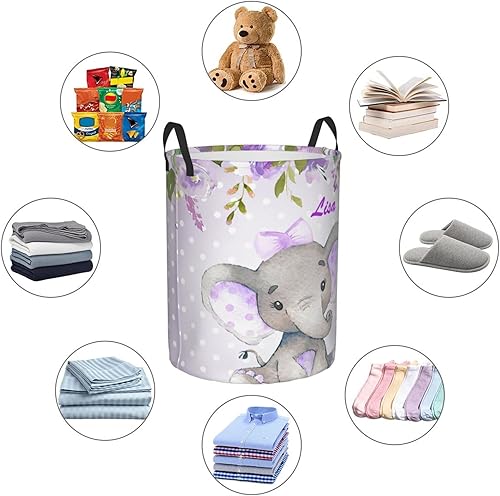 Miniatura 5 de Cesta de lavandería personalizada con nombre, plegable, impermeable, con asas, para dormitorio, ropa y juguetes