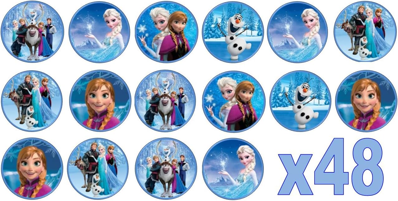 48 Frozen 3cm Mini Discs Edible Wafer Paper Cupcake Toppers (NOT PRE Cut)