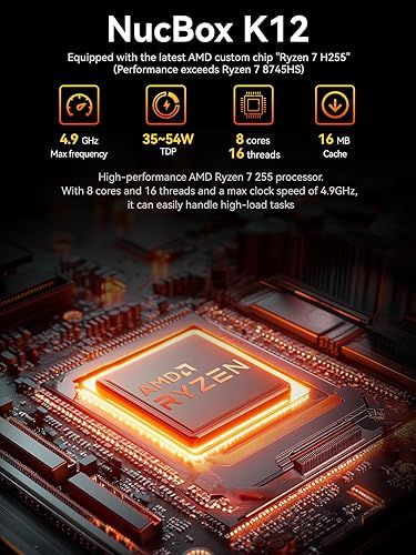 Miniatura 31 de GMKtec Mini PC Gaming, M7 AMD Ryzen 7 PRO 6850H (8C/16T 4.70Ghz) Dual NIC LAN 2.5G Computadora de escritorio, 16 DDR5 RAM + 512 GB Disco Duro PCle