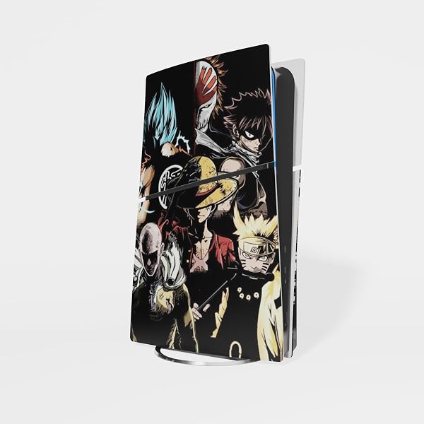MaD Vision® Kit de Skins Extra-résistants pour PlayStation 5 (PS5) Slim Disc et Slim Digital | Ensemble de Stickers vinyles Mats pour Console et 2 manettes – pour Anime Design - 2