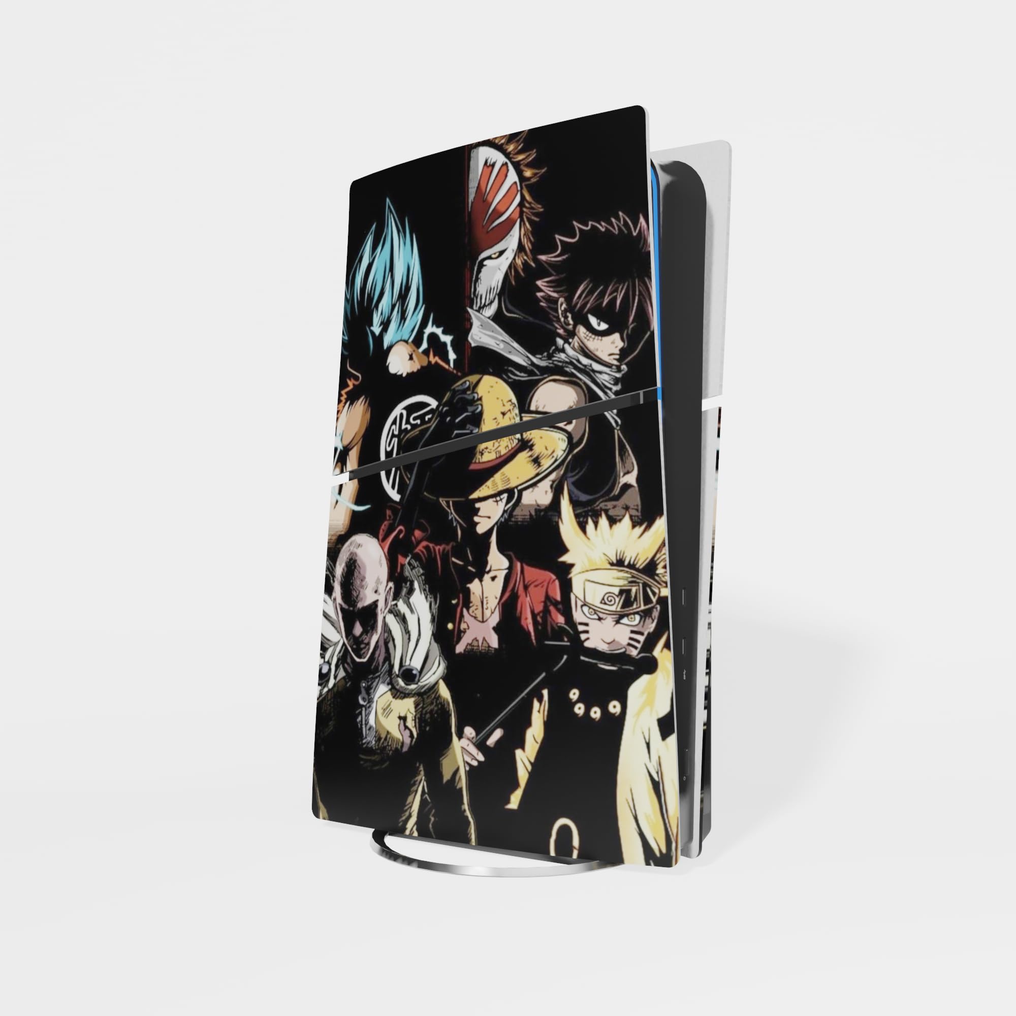MaD Vision® Kit de Skins Extra-résistants pour PlayStation 5 (PS5) Slim Disc et Slim Digital | Ensemble de Stickers vinyles Mats pour Console et 2 manettes – pour Anime Design - 2