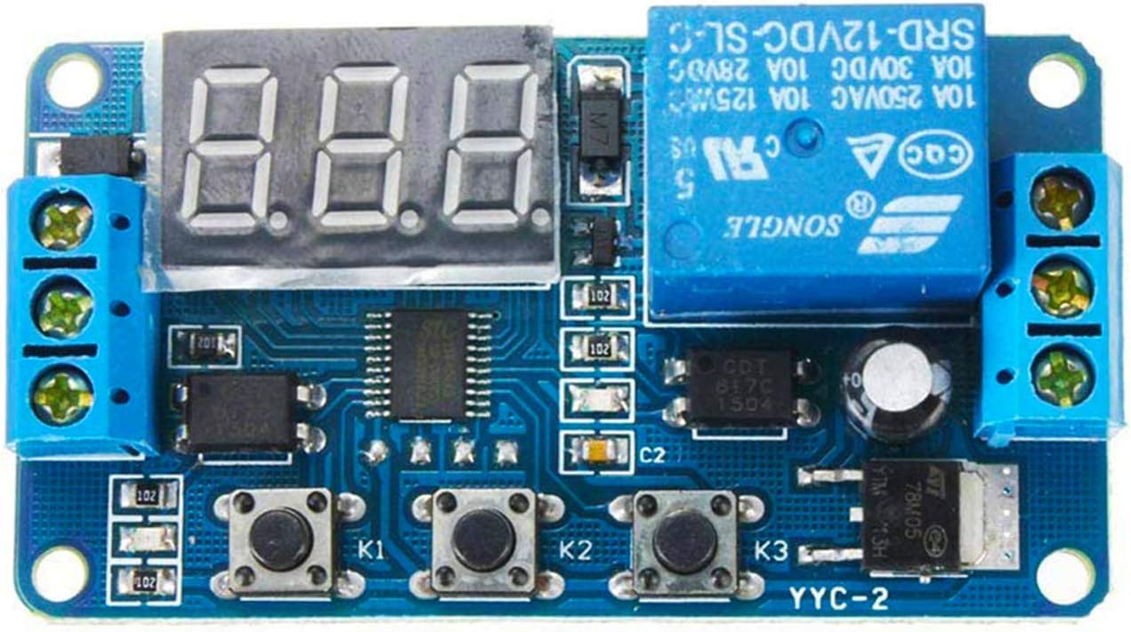 Module Minuterie Numérique à Relais - Temporisateur Cyclique 12V DC - Avec Affichage LED Et Interrupteur - Pour Automatisme