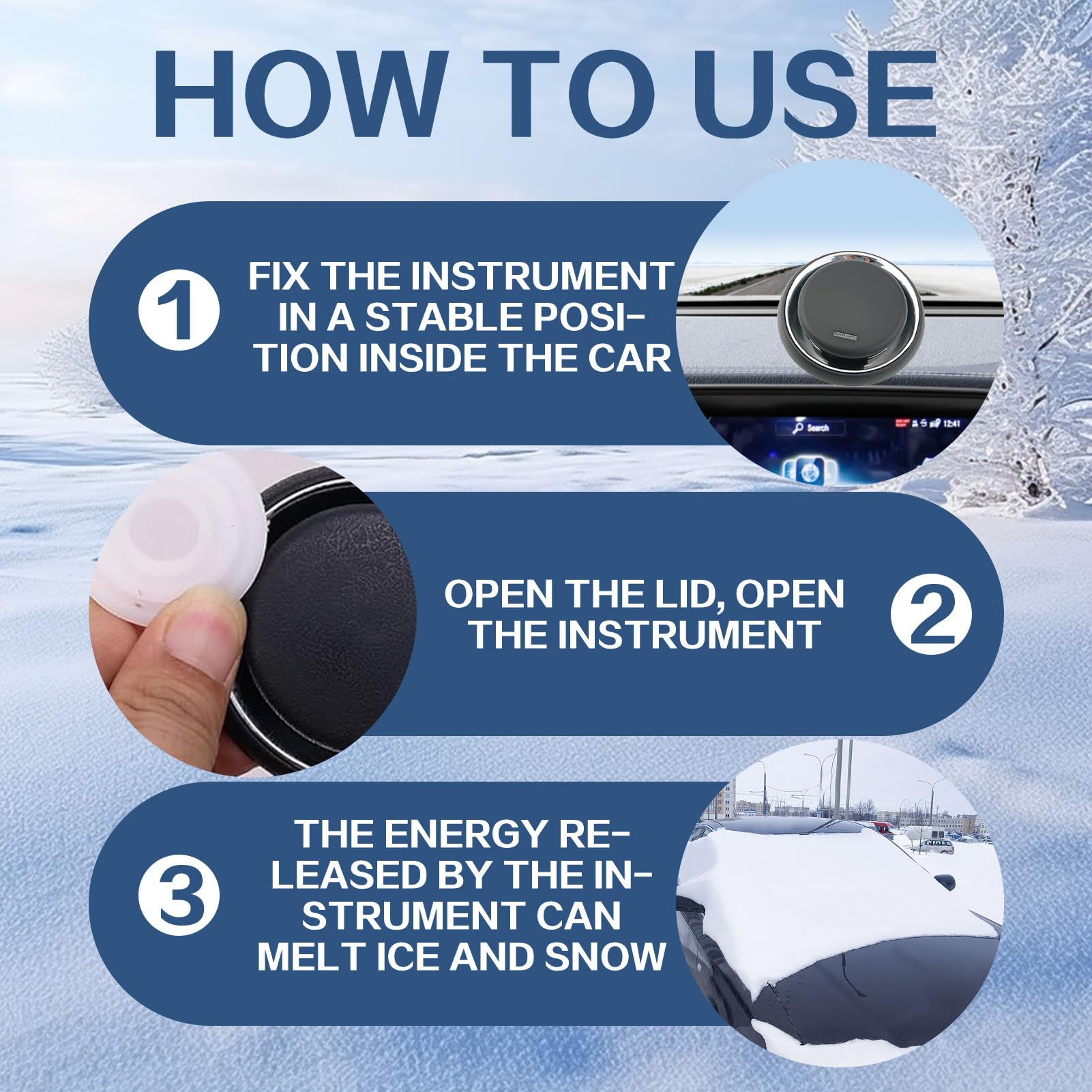 3 piezas Descongelador electromagnético para derretir hielo, quitanieves electromagnético para coche, desempañador electromagnético para coche, desempañador electromagnético para quitar nieve
