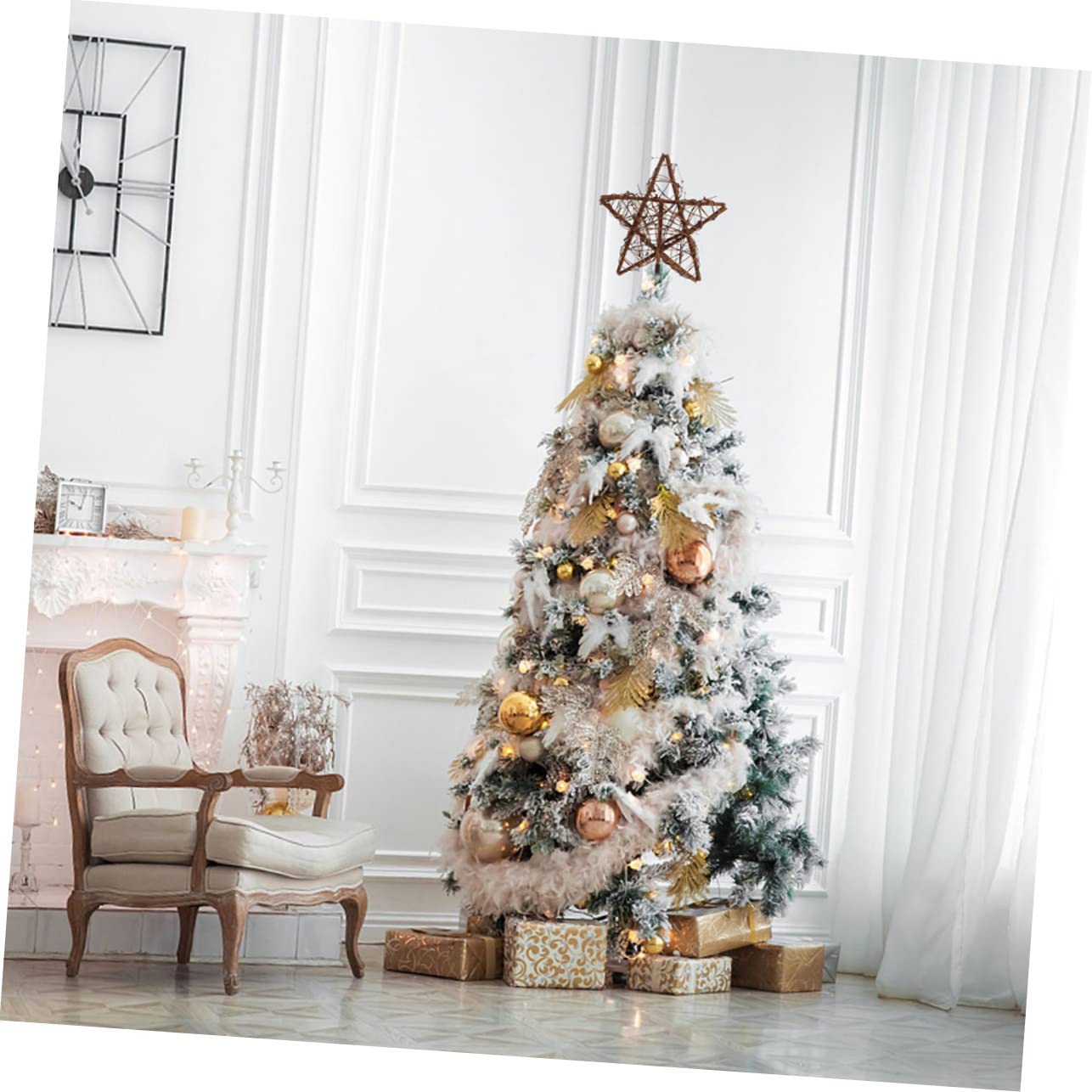 2stücke Weihnachtsbaumspitzen Fünfzackiger Stern Weihnachtsbaumdeko Christbaumschmuck Partydeko-zubehör für Weihnachtsbaumspitze Stern Zufälliger Stil