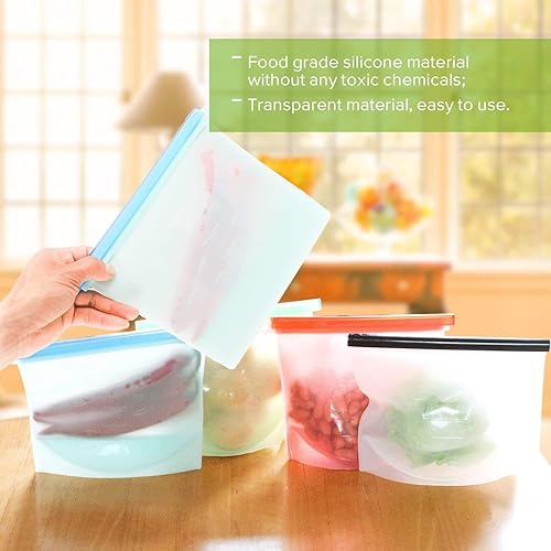 Miniatura 2 de Bolsa de alimentos reutilizable de silicona para sándwiches, frutas, carne, jugo, almuerzo, almacenamiento de aperitivos, grado alimenticio, apto