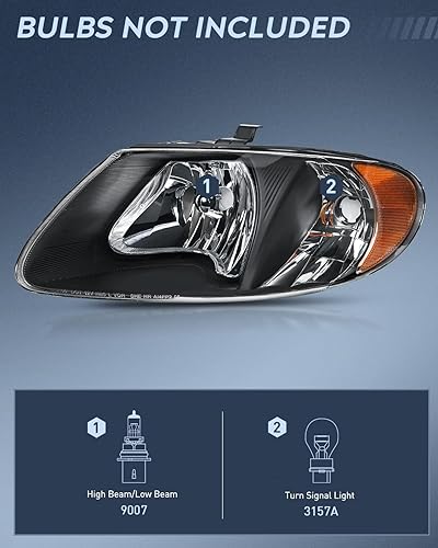 Miniatura 10 de Nilight Conjunto de faros delanteros para Chrysler Town & Country 2001 2002 2003 2004 2005 2006 2007 Voyager 2001-2003 Dodge Grand Caravan 2001-2007
