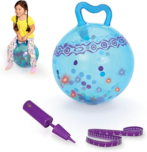 B. toys - Hop n' Glow - Bola inflable iluminada con asa - Bola de tolva para niños a partir de 3 años (bomba de aire incluida)