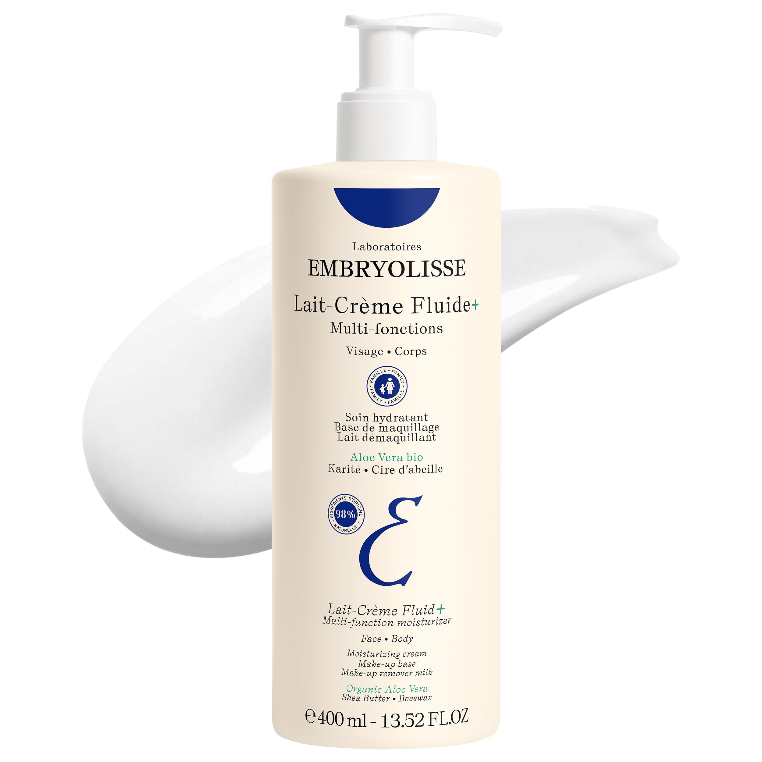 EmbryolisseLait-Crème Fluid+ Face & Body Cream, Multi-Use Lightweight Moisturizer with Shea Butter & Aloe Vera. Fast Absorbing, For All Skin Types
