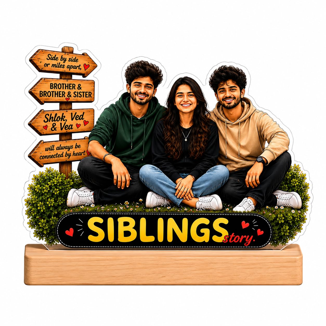 Personalized Raksha Bandhan Gift | Customized Brother Sister Acrylic Caricature Standee | Siblings Story Photo Keepsake | Custom Family Memory Decor | Rakhi Gift for Bhai Behen | Custom Name (Design 1)-image-15