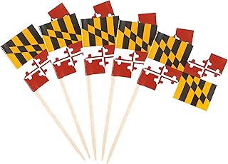JBCD Maryland Toothpick Flag Mini Small Maryland Cupcake Topper Flags, 100 pcs