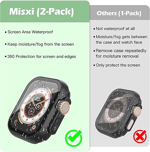 Miniatura 3 de Misxi Paquete de 2 - Funda impermeable con botón diseñada para Apple Watch Ultra 2  Ultra de 49 mm, funda protectora rígida anticaídas de